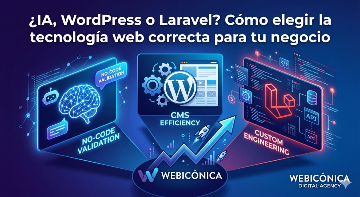 ¿IA, WordPress o Laravel? Cómo elegir la tecnología web correcta para tu negocio